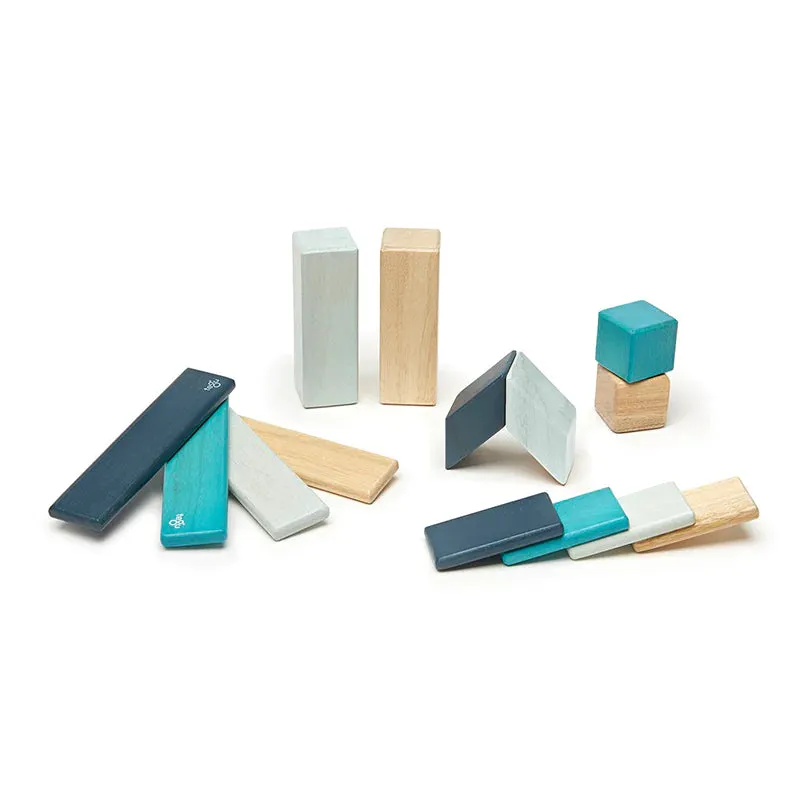 14 Piece Magnetic Wooden Block Set: Blues