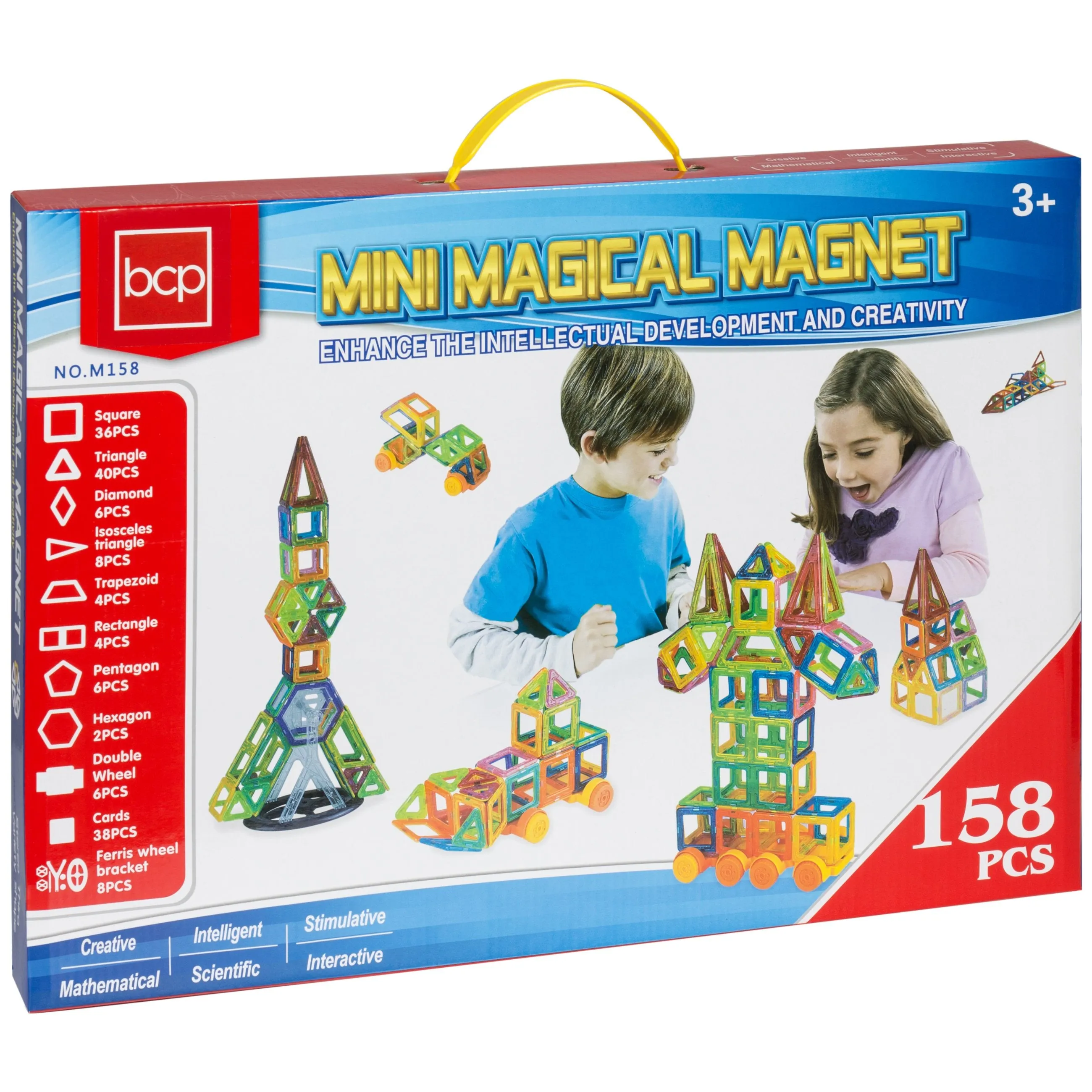 158-Piece Kids Clear Magnetic Building Block Tiles Toy Set - Multicolor