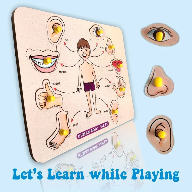 2 in 1 Wooden Body Parts and Vegetables Puzzles for Kids