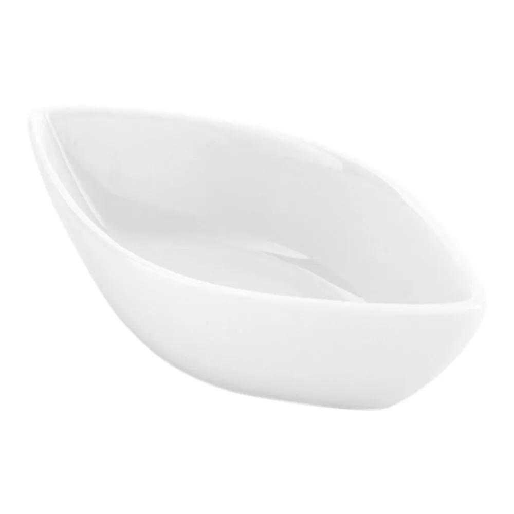 2 oz Oval White Porcelain Mini Canoe Dish - 4" x 2" x 1 1/4" - 10 count box