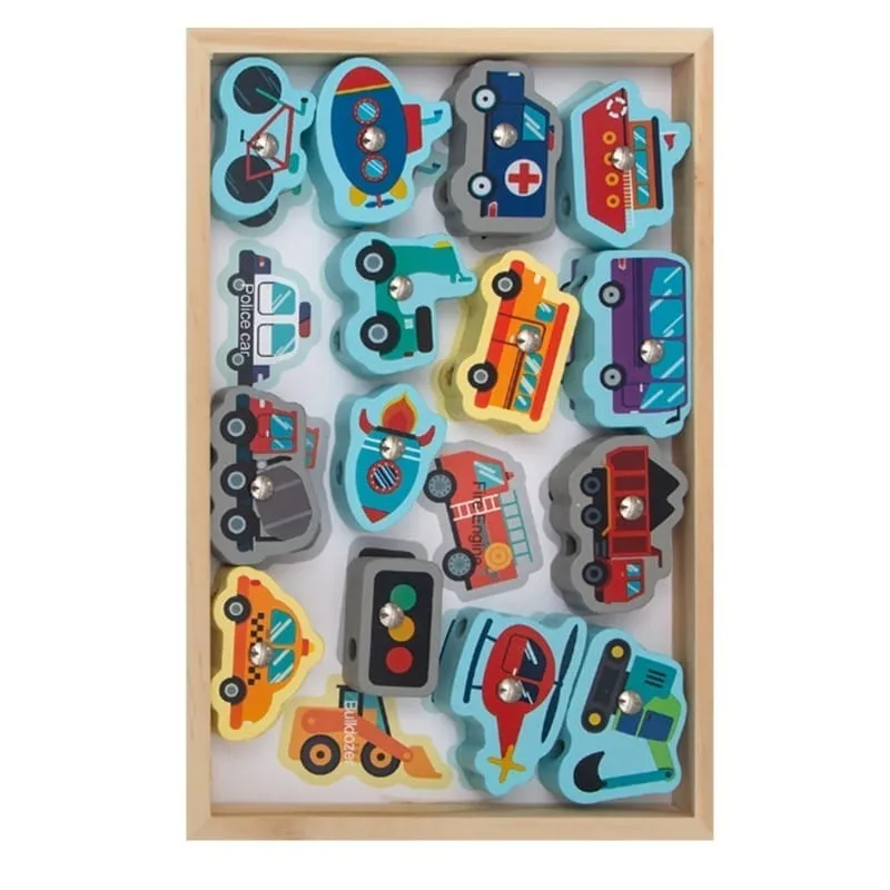 2in1 Wooden 3D Magnetic Vehicles and Lacing Puzzles - 499