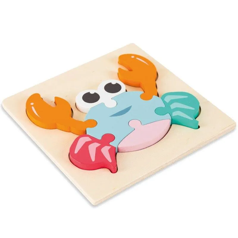 3D Wooden Puzzle Baby Toys Toddlers Children Early Educational Cartoon Animal Intelligence Puzzle Jigsaw High Quality