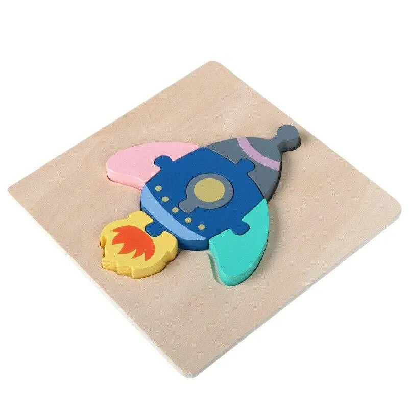 3D Wooden Puzzle Baby Toys Toddlers Children Early Educational Cartoon Animal Intelligence Puzzle Jigsaw High Quality