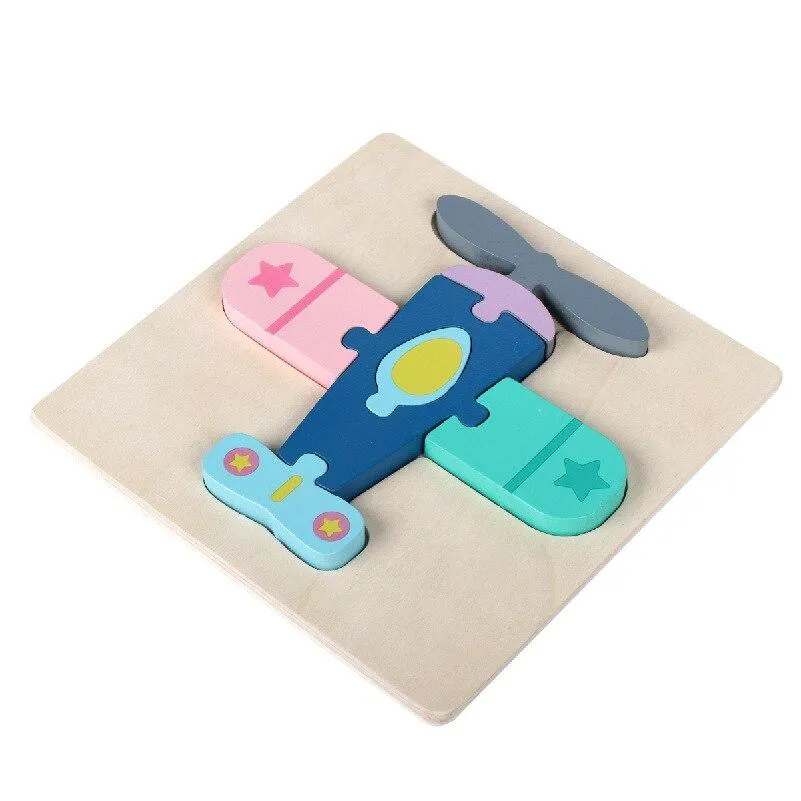 3D Wooden Puzzle Baby Toys Toddlers Children Early Educational Cartoon Animal Intelligence Puzzle Jigsaw High Quality