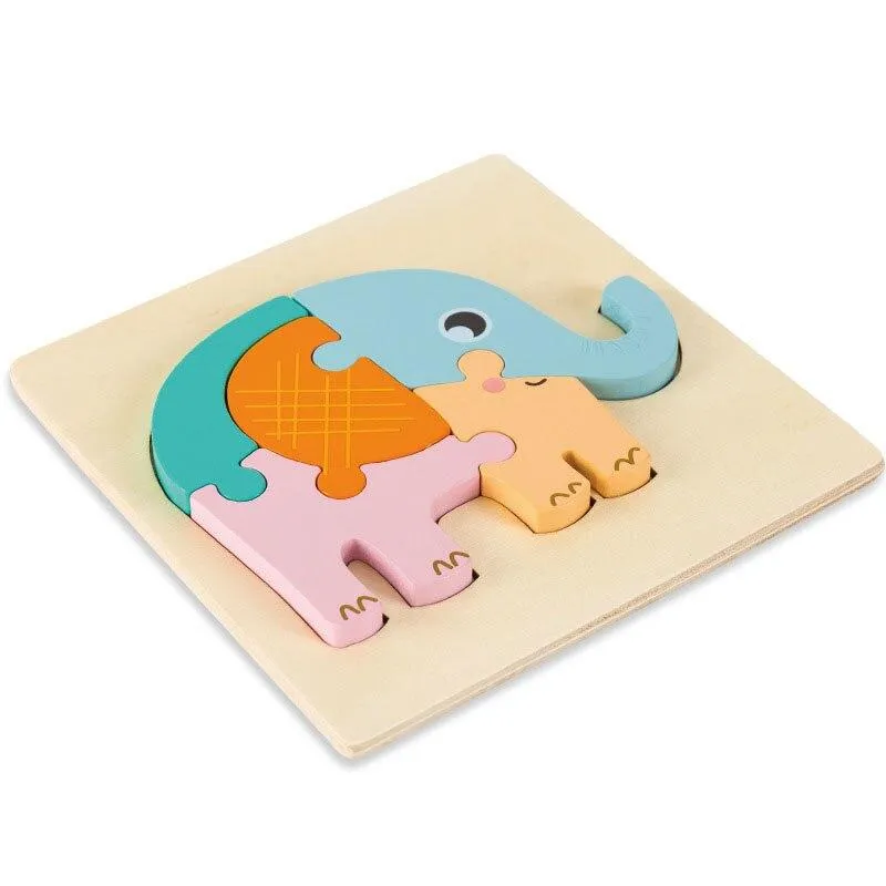 3D Wooden Puzzle Baby Toys Toddlers Children Early Educational Cartoon Animal Intelligence Puzzle Jigsaw High Quality