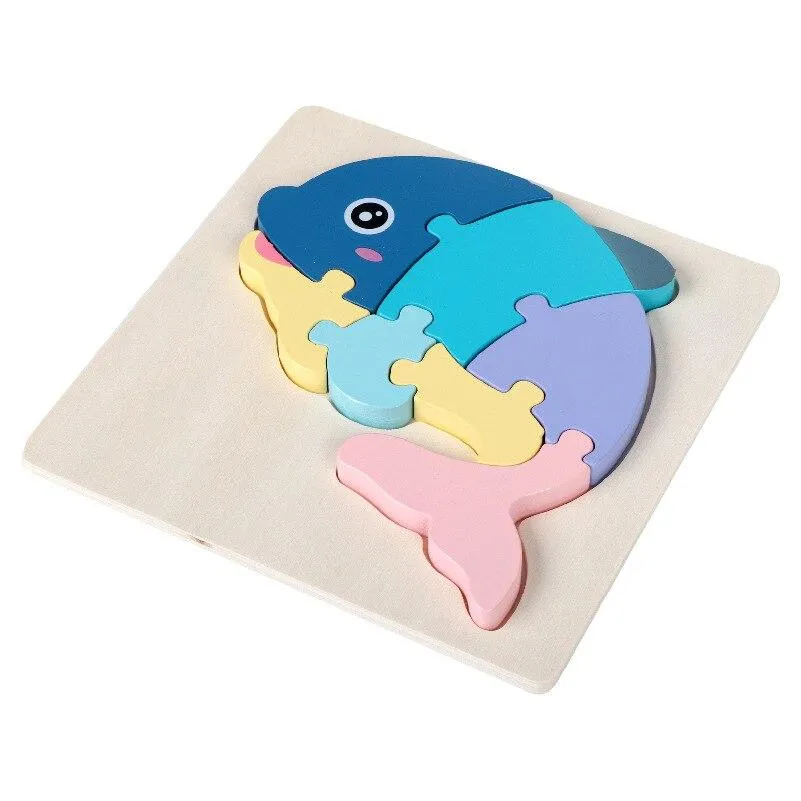 3D Wooden Puzzle Baby Toys Toddlers Children Early Educational Cartoon Animal Intelligence Puzzle Jigsaw High Quality