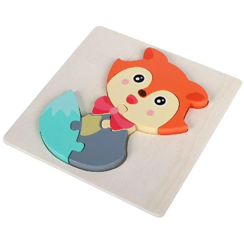 3D Wooden Puzzle Baby Toys Toddlers Children Early Educational Cartoon Animal Intelligence Puzzle Jigsaw High Quality