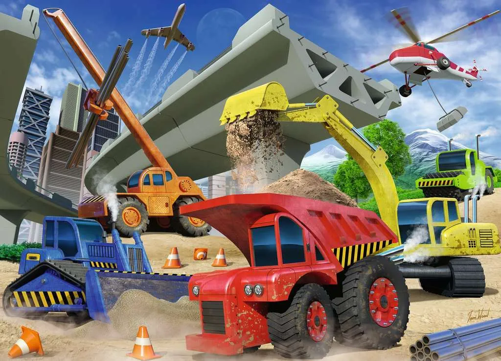 60pc Puzzle - Construction Trucks