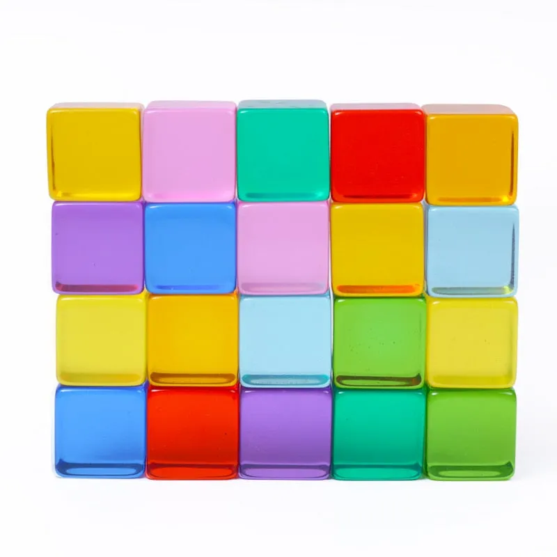 Acrylic Transparent Gem blocks Children Educational Sensory Training Crystal toys Creative Assembling Rainbow blocks for kids