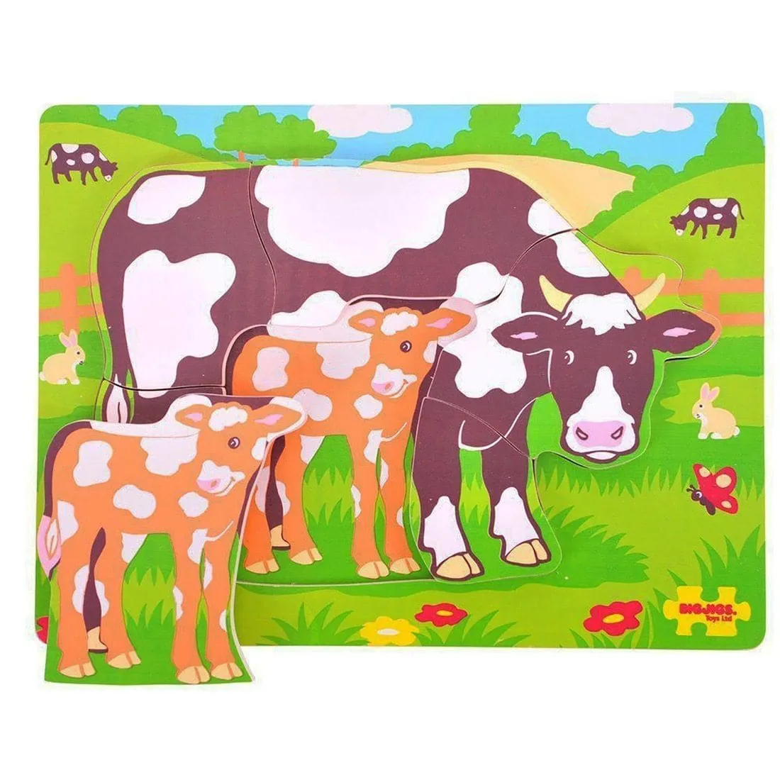 Bigjigs Chunky Puzzle Mum & Baby Cow Wooden Jigsaw Game