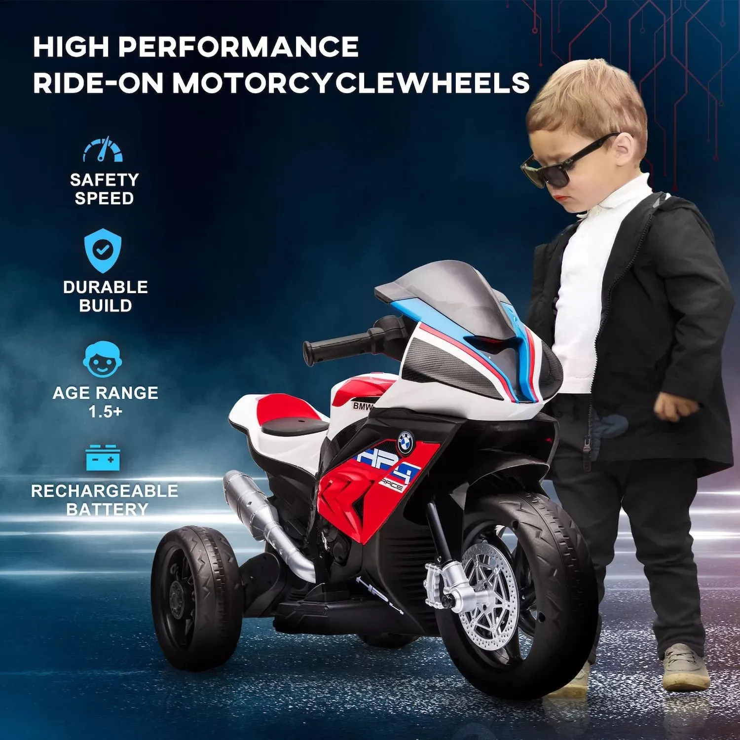 BMW HP4 Multi-Terrain children's motorcycle, licensed by Aosom for babies and children aged 1, 5 to 5 years, battery-powered off-road motorcycle mini motorcycle for children, red Aosom