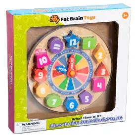 Fat Brain Toys - What Time Is It? Glow-In-The-Dark Clock Puzzle