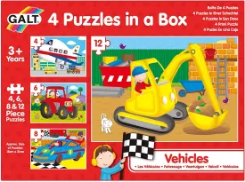 Galt 4 Puzzles In A Box - Vehicles