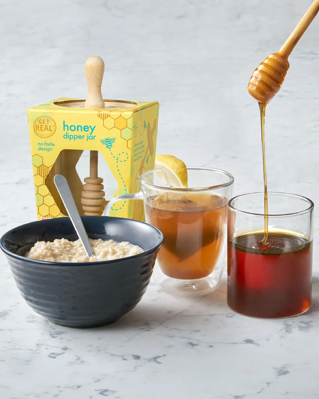 Glass Honey Dipper Jar - Honey Bee