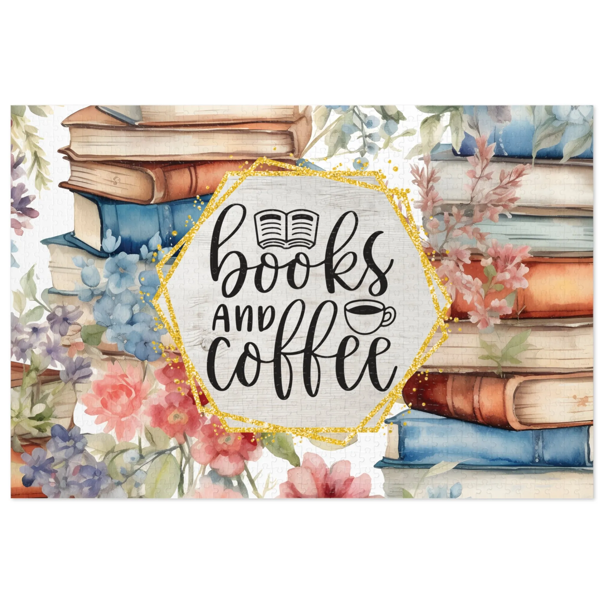 Jigsaw Puzzle, Book Lovers, Books and Coffee, Personalised/Non-Personalised (30, 110, 252, 500,1000-Piece)