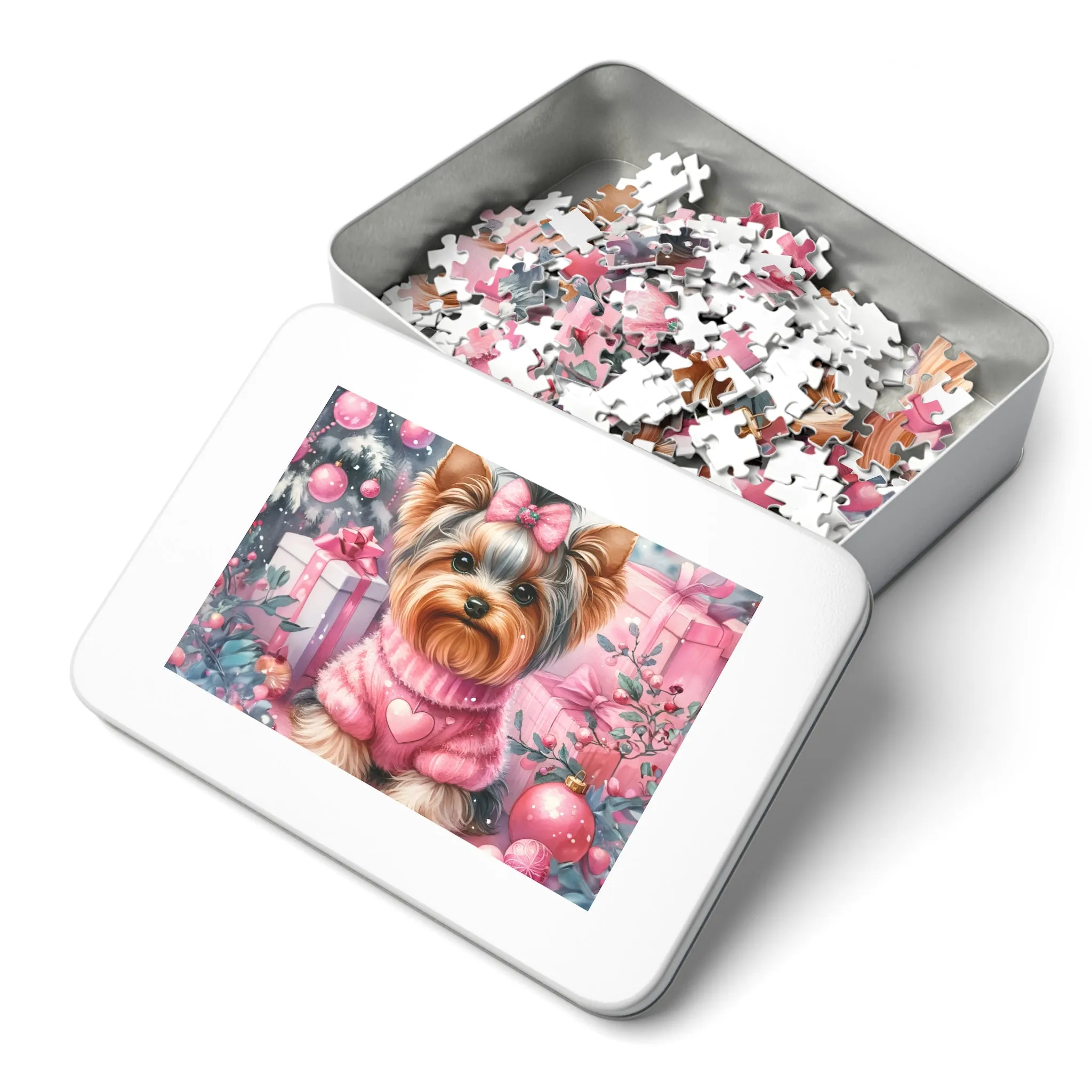 Jigsaw Puzzle, Christmas, Yorkshire Terrier, Personalised/Non-Personalised (30, 110, 252, 500,1000-Piece)