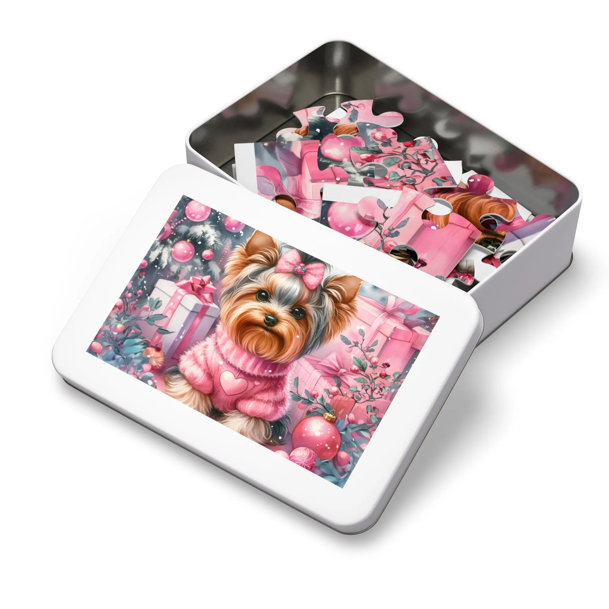 Jigsaw Puzzle, Christmas, Yorkshire Terrier, Personalised/Non-Personalised (30, 110, 252, 500,1000-Piece)