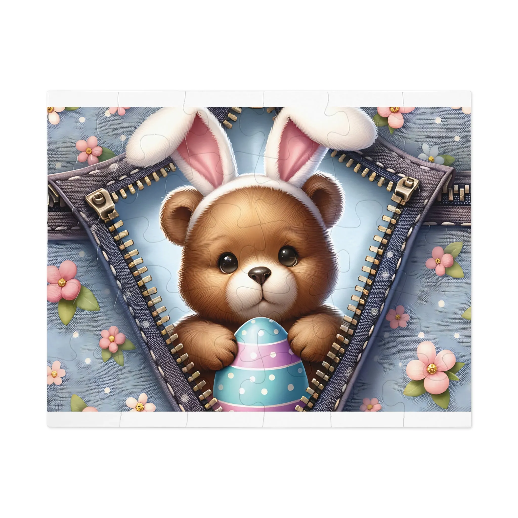 Jigsaw Puzzle, Easter, Bear with Bunny Ears, Personalised/Non-Personalised (30, 110, 252, 500,1000-Piece)