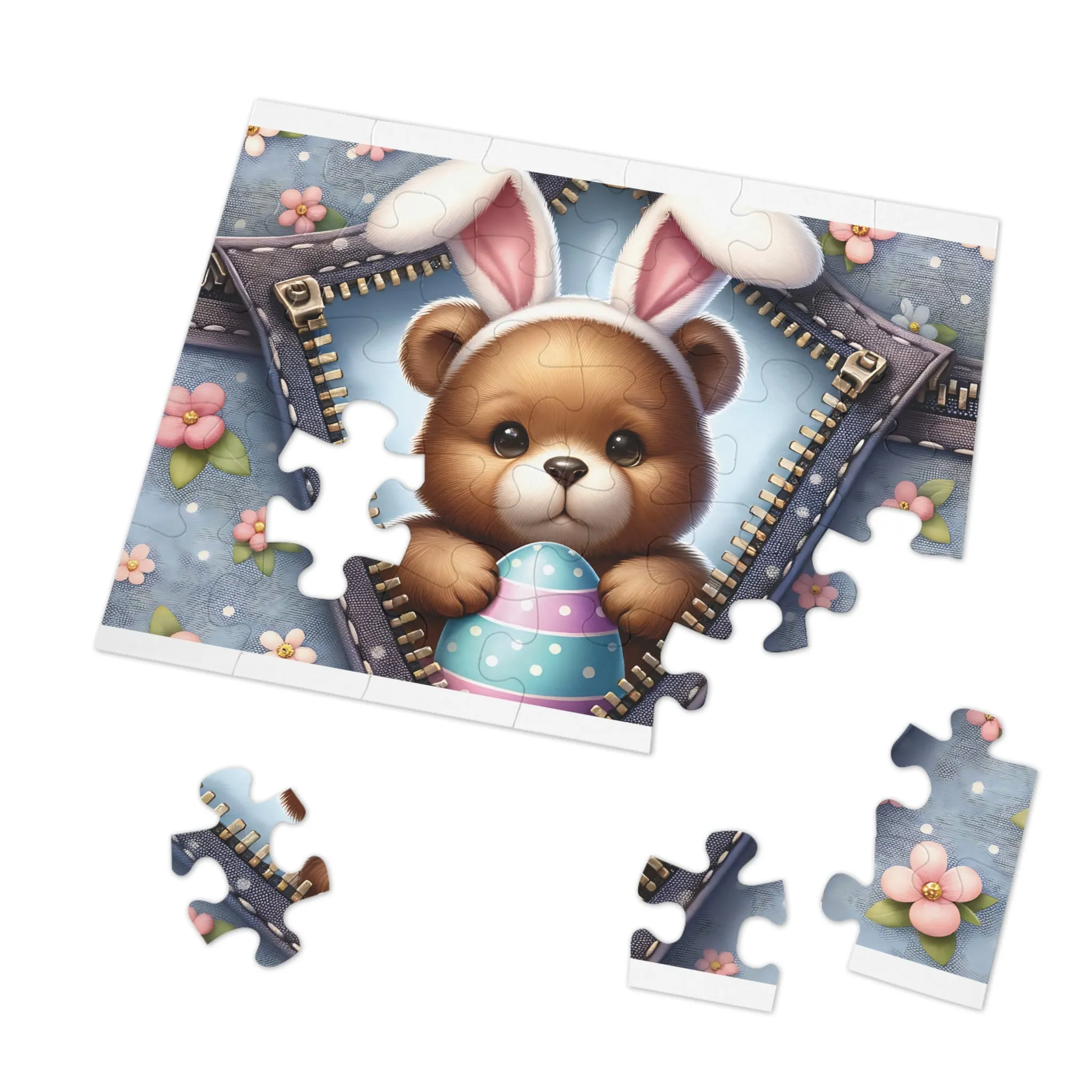 Jigsaw Puzzle, Easter, Bear with Bunny Ears, Personalised/Non-Personalised (30, 110, 252, 500,1000-Piece)