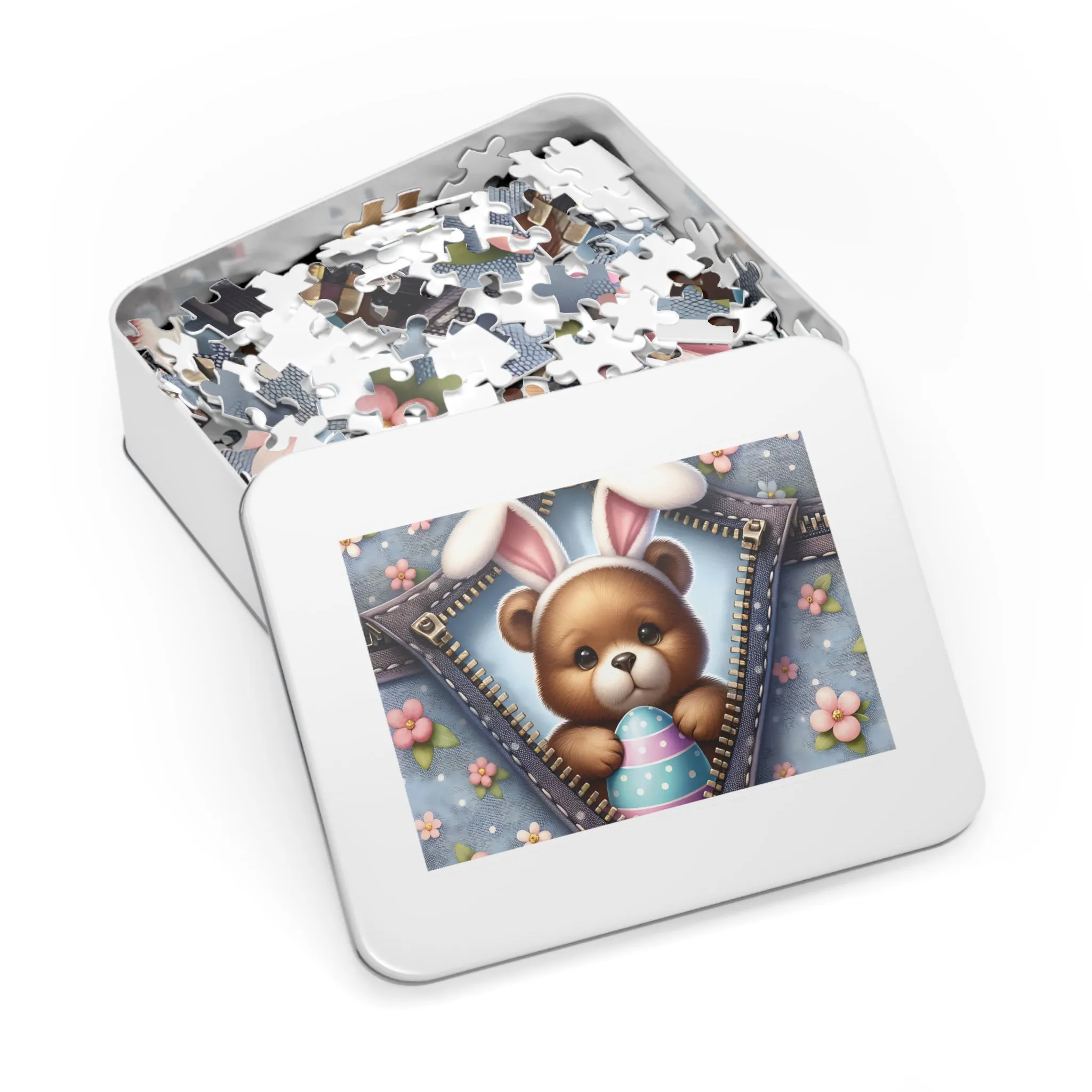 Jigsaw Puzzle, Easter, Bear with Bunny Ears, Personalised/Non-Personalised (30, 110, 252, 500,1000-Piece)