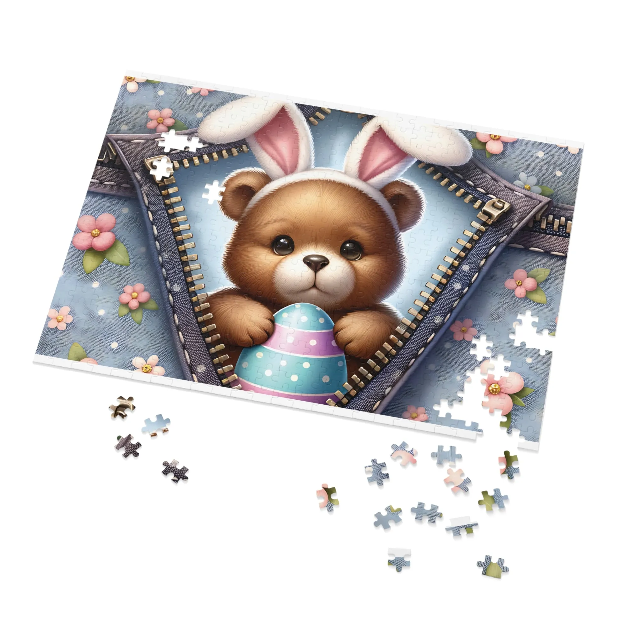 Jigsaw Puzzle, Easter, Bear with Bunny Ears, Personalised/Non-Personalised (30, 110, 252, 500,1000-Piece)