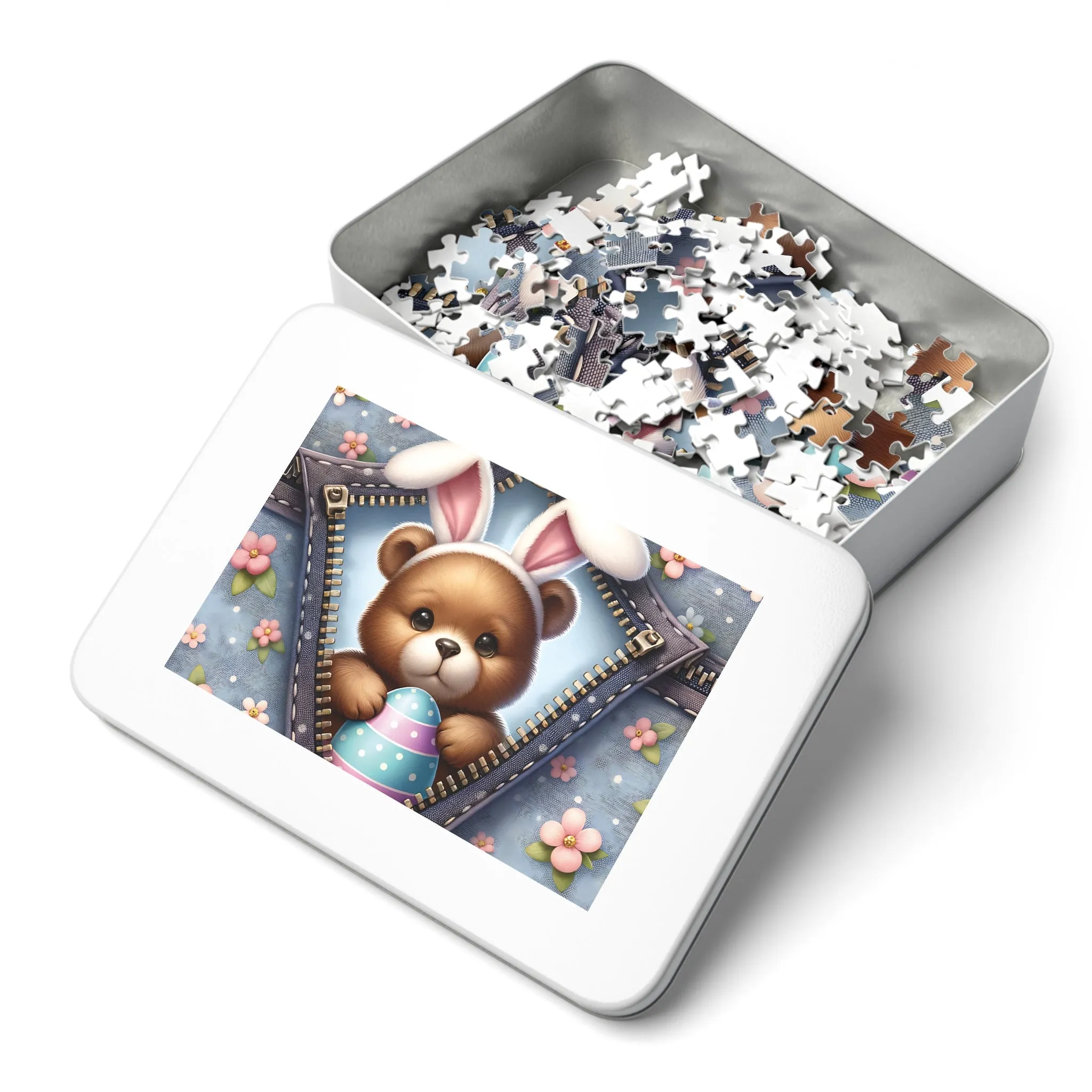 Jigsaw Puzzle, Easter, Bear with Bunny Ears, Personalised/Non-Personalised (30, 110, 252, 500,1000-Piece)