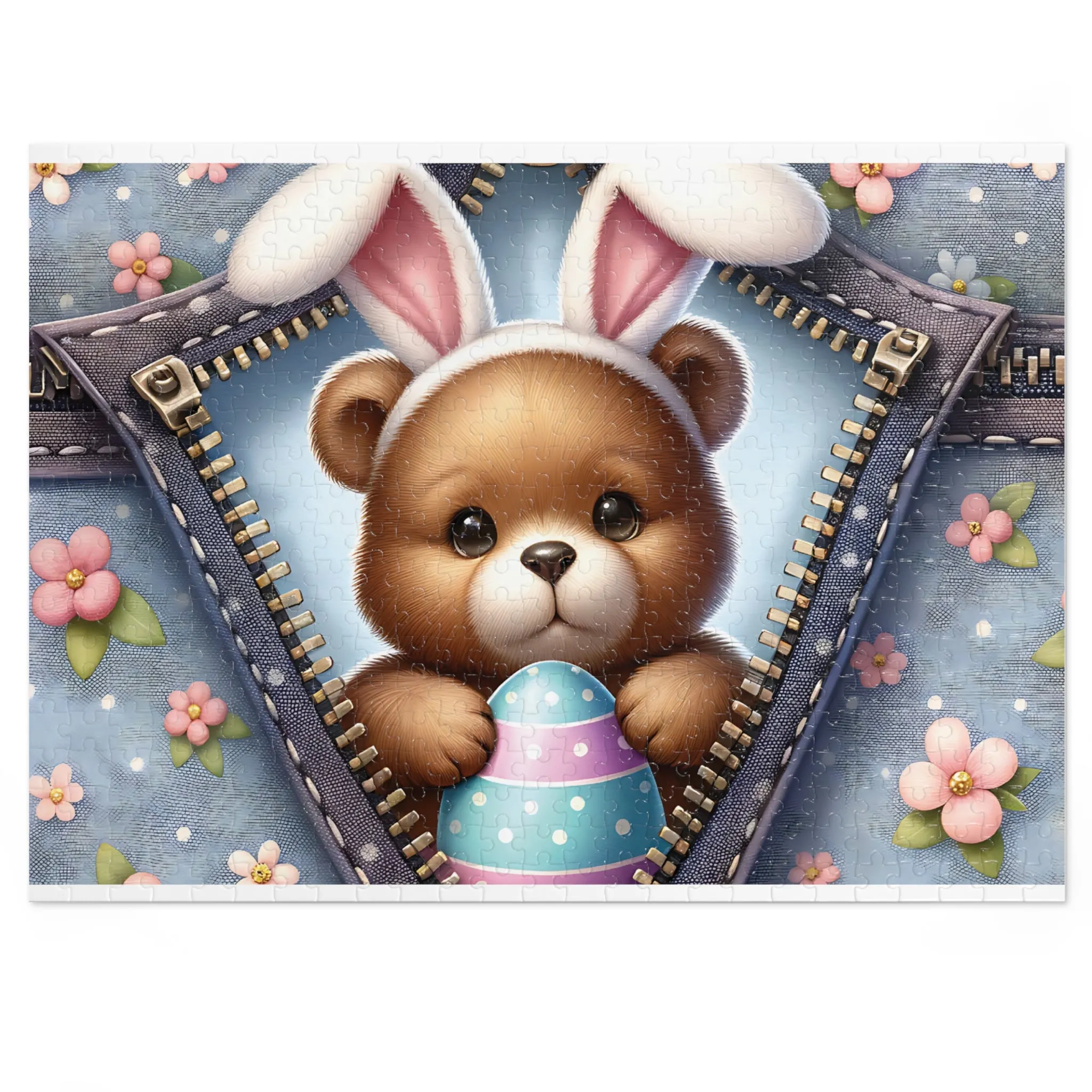 Jigsaw Puzzle, Easter, Bear with Bunny Ears, Personalised/Non-Personalised (30, 110, 252, 500,1000-Piece)