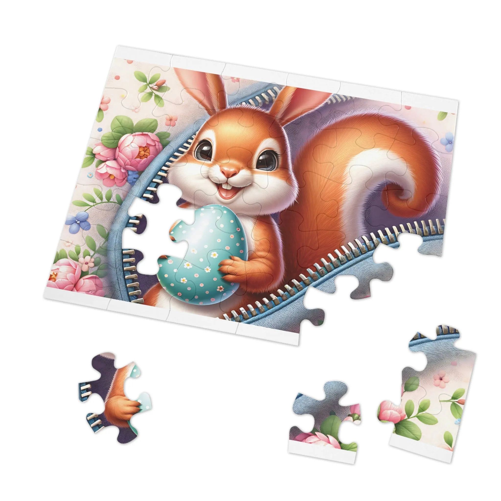 Jigsaw Puzzle, Easter, Squirrel with Bunny Ears, Personalised/Non-Personalised (30, 110, 252, 500,1000-Piece)