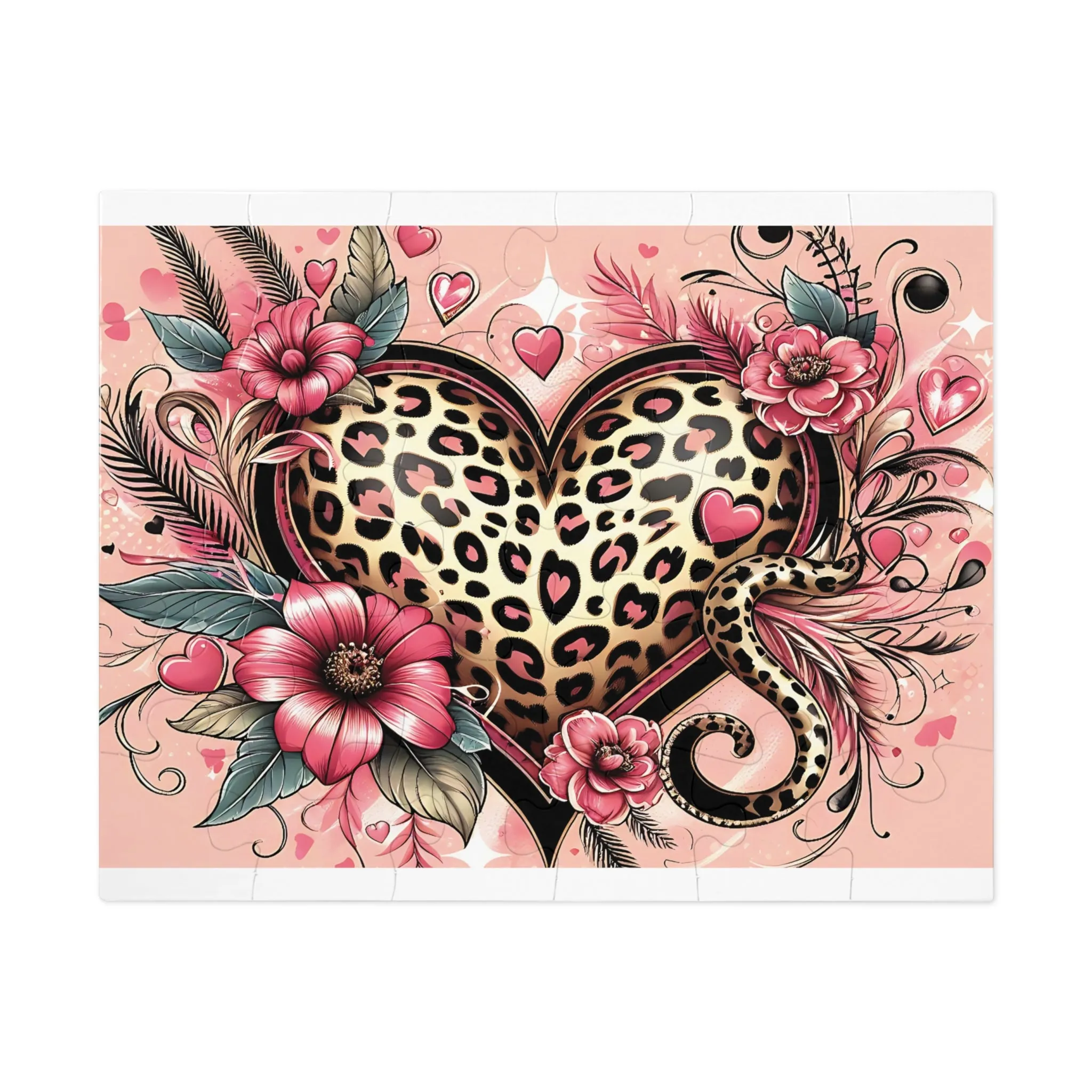 Jigsaw Puzzle, Floral, Heart, Personalised/Non-Personalised (30, 110, 252, 500,1000-Piece)