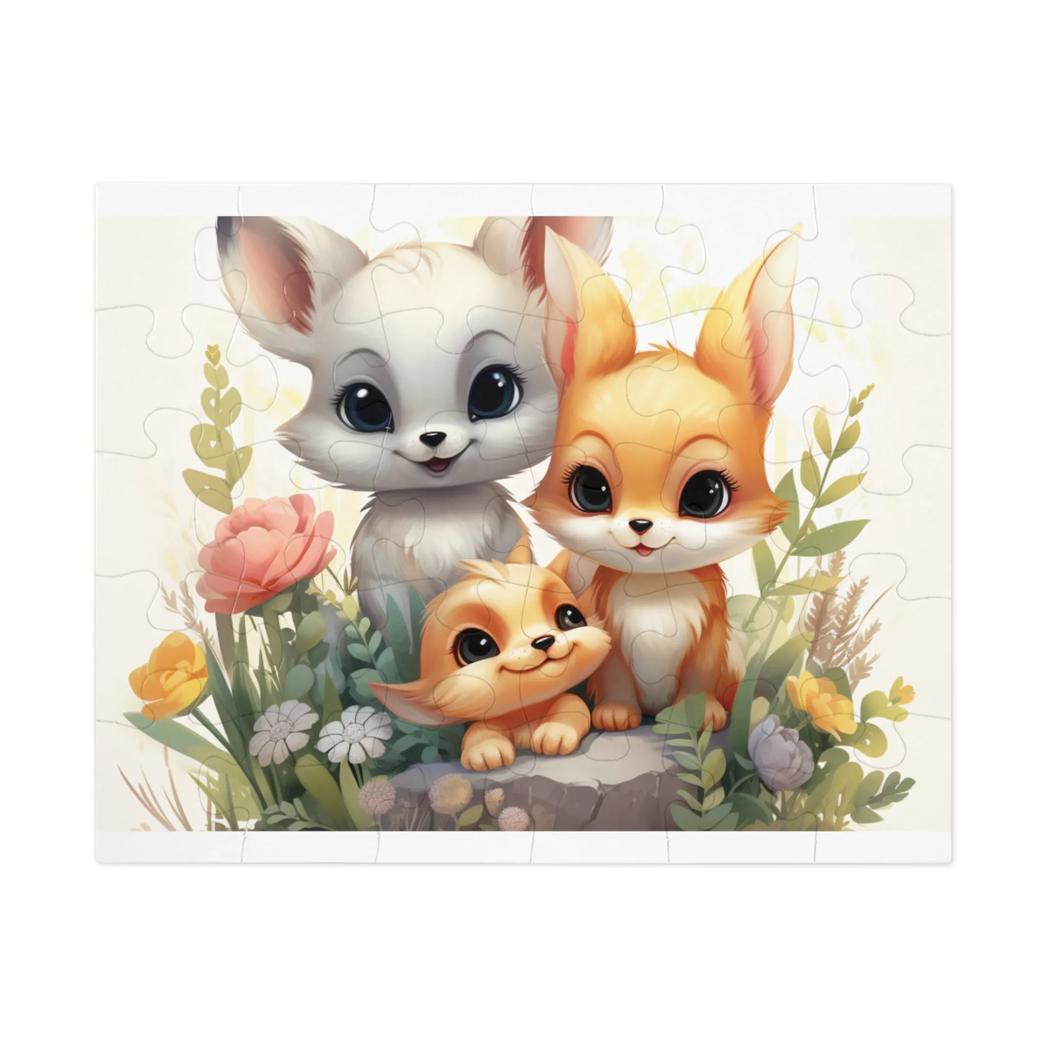 Jigsaw Puzzle, Fox Family, Personalised/Non-Personalised (30, 110, 252, 500,1000-Piece)