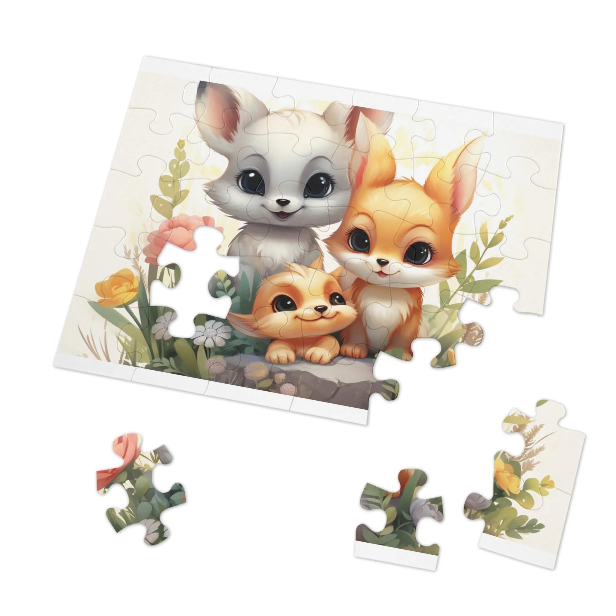 Jigsaw Puzzle, Fox Family, Personalised/Non-Personalised (30, 110, 252, 500,1000-Piece)