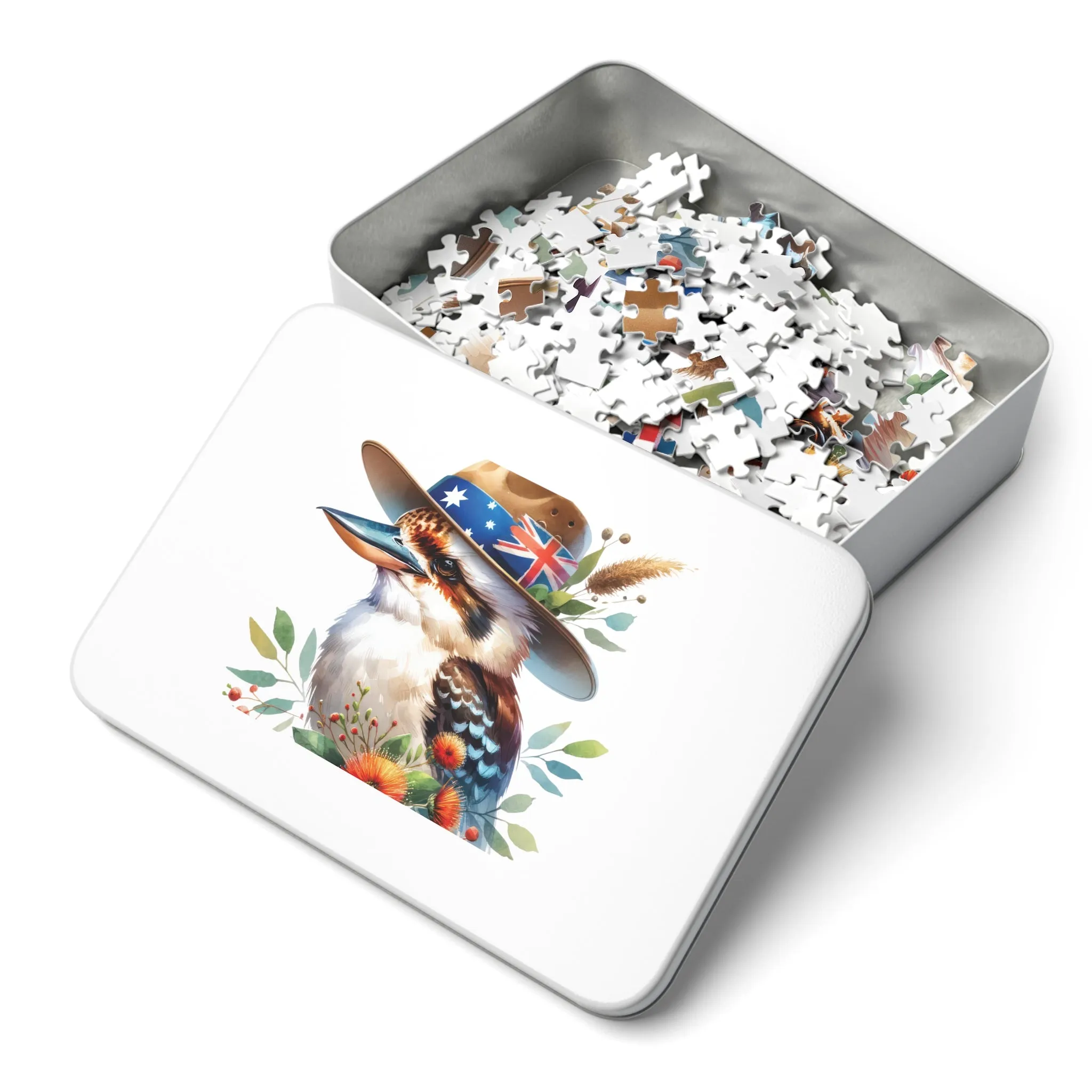 Jigsaw Puzzle in Tin, Australian Animals, Kookaburra, Personalised/Non-Personalised, awd-1337 (30, 110, 252, 500,1000-Piece)