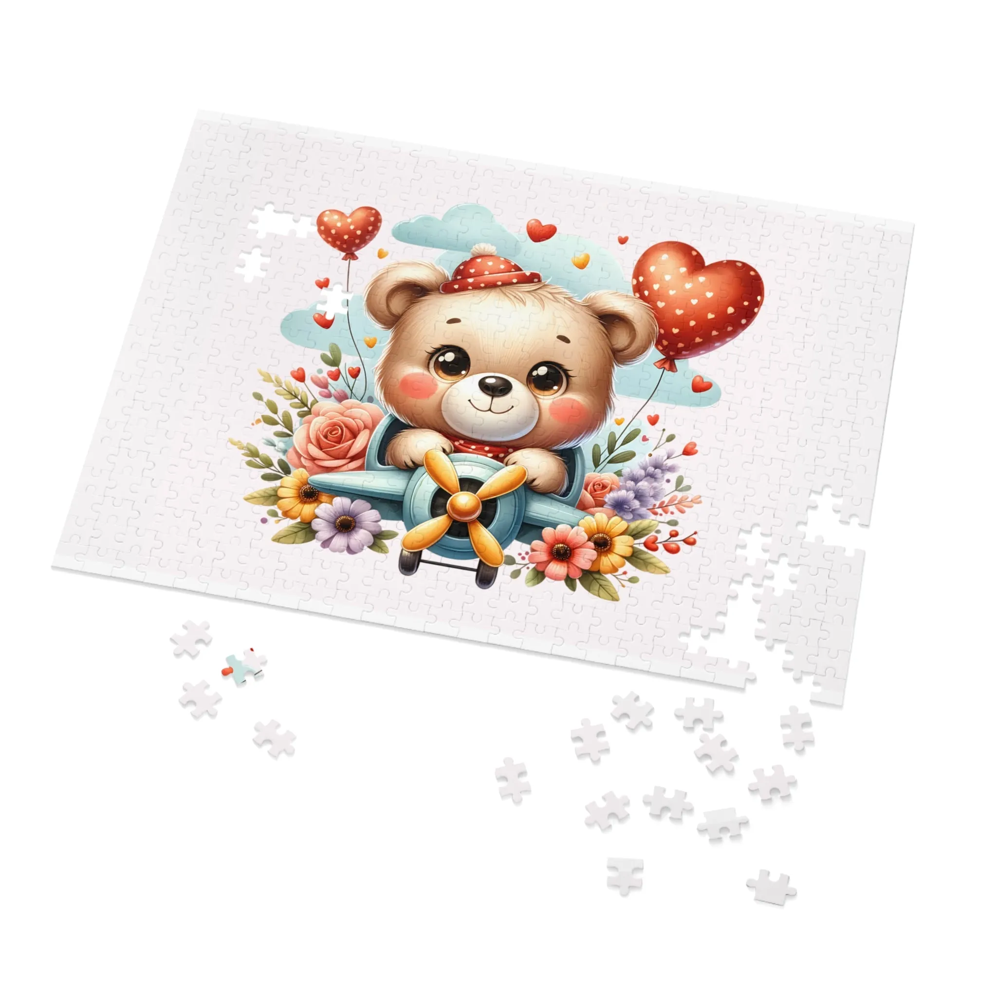 Jigsaw Puzzle in Tin, Bear in Plane, Personalised/Non-Personalised, awd-425 (30, 110, 252, 500,1000-Piece)