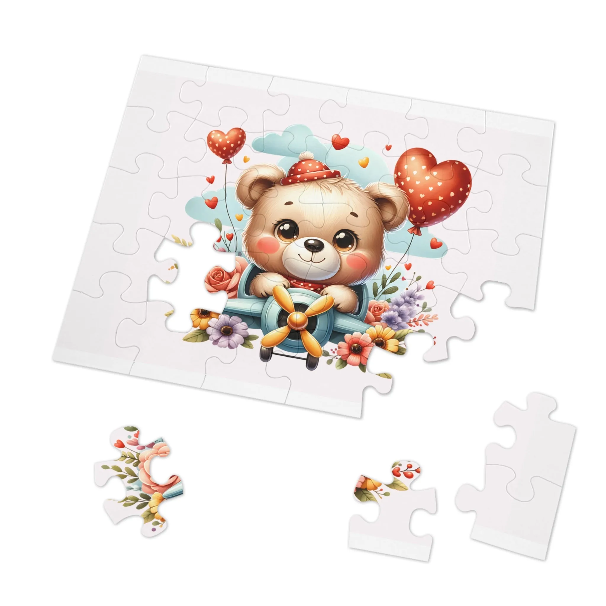 Jigsaw Puzzle in Tin, Bear in Plane, Personalised/Non-Personalised, awd-425 (30, 110, 252, 500,1000-Piece)