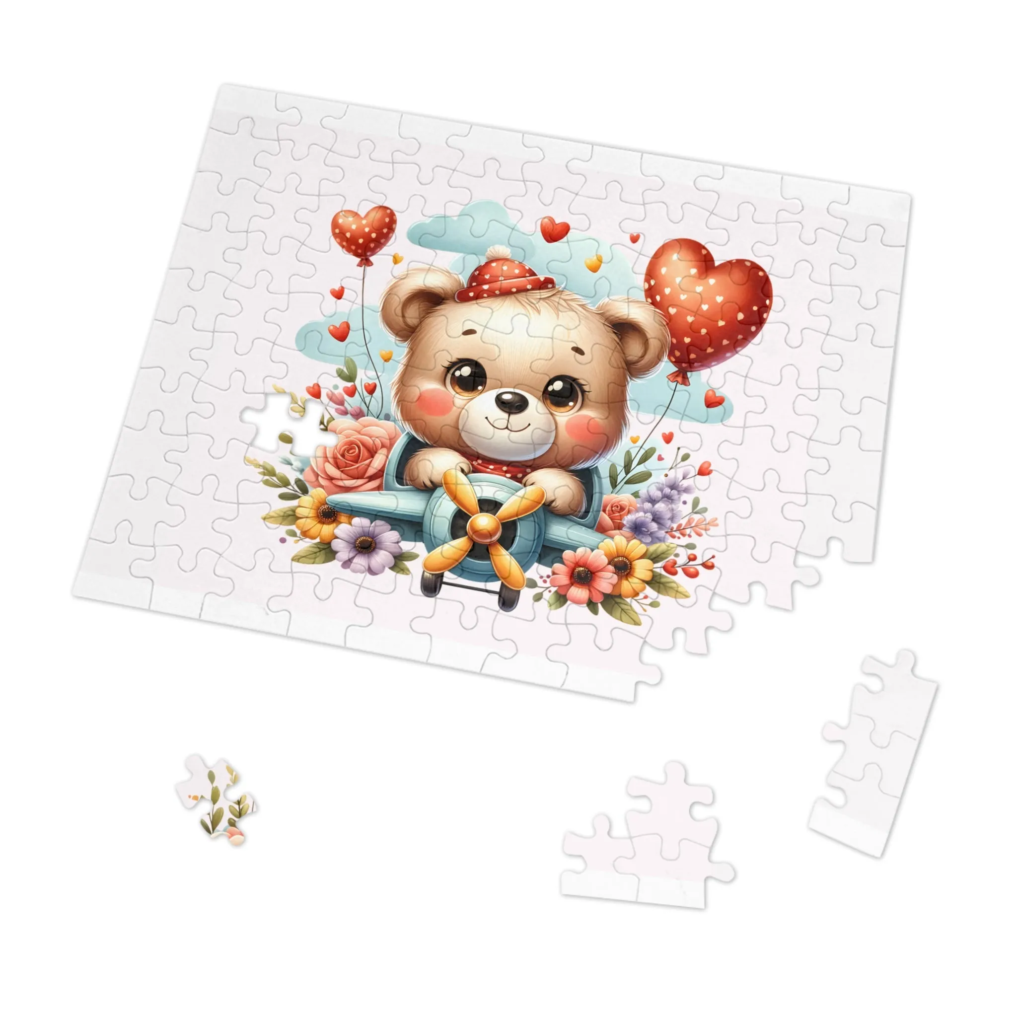 Jigsaw Puzzle in Tin, Bear in Plane, Personalised/Non-Personalised, awd-425 (30, 110, 252, 500,1000-Piece)