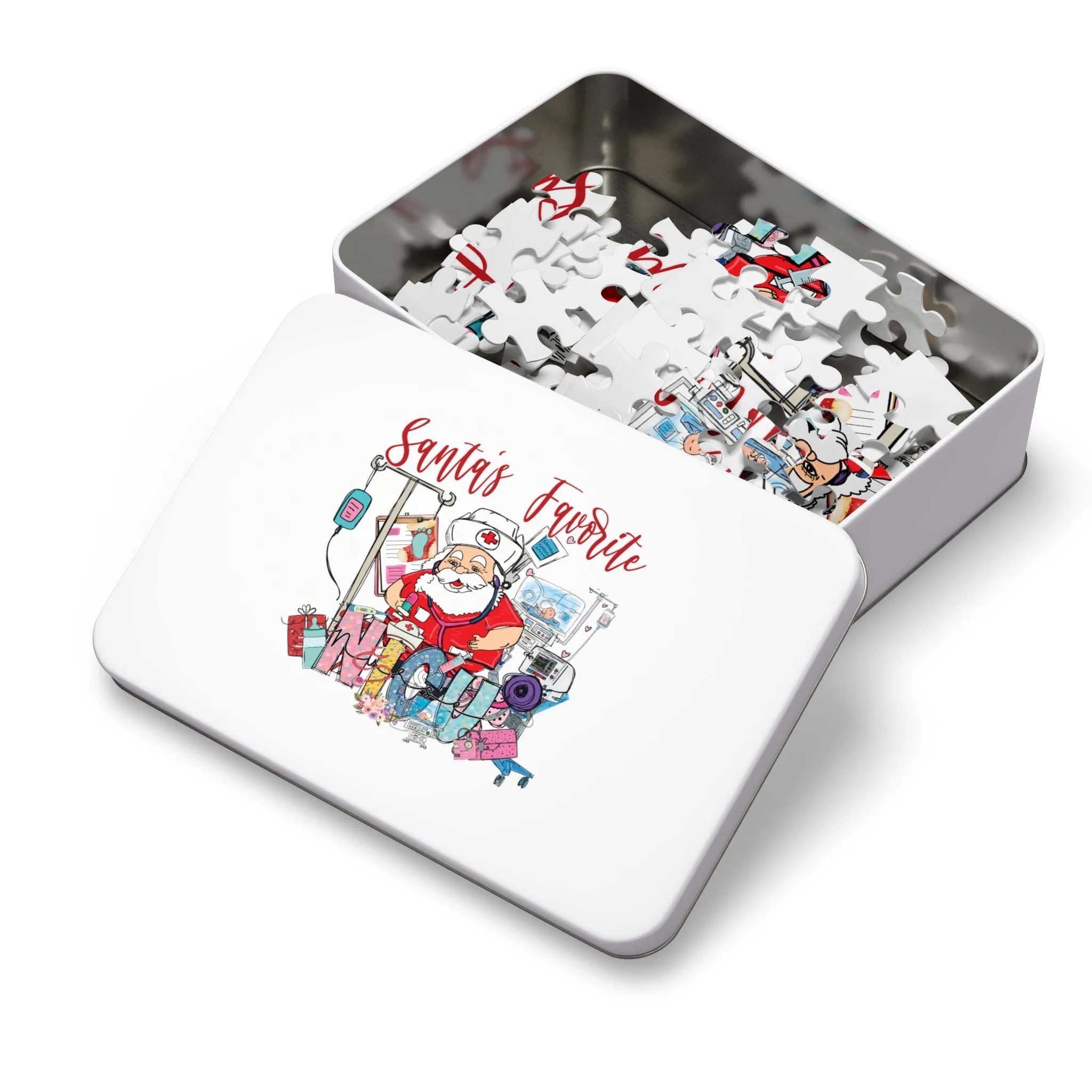 Jigsaw Puzzle, Santa's Favorite NICU Nurse, Personalised/Non-Personalised (30, 110, 252, 500,1000-Piece)