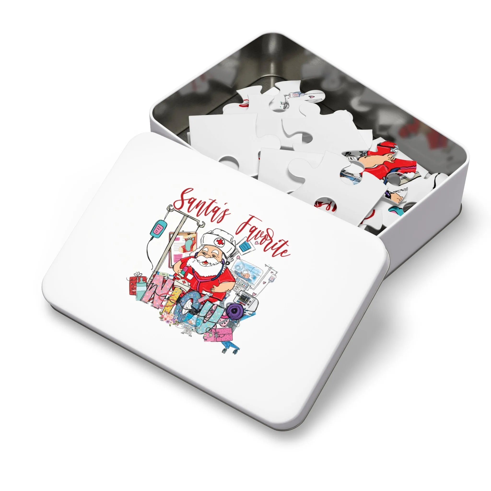 Jigsaw Puzzle, Santa's Favorite NICU Nurse, Personalised/Non-Personalised (30, 110, 252, 500,1000-Piece)