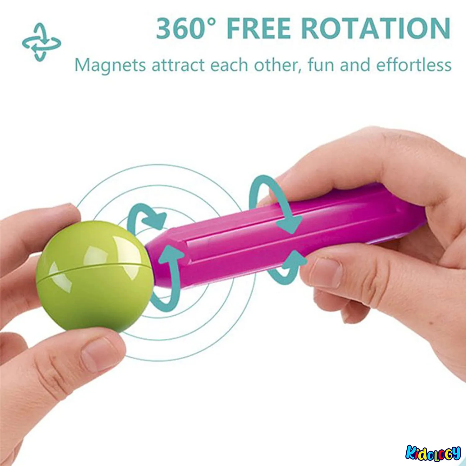 Kidology DIY Magnetic Sticks and Balls Building Blocks Toys - Kids Montessori Magnetic Balls and Rods Set - Play, Stack, and Learn with 3D Magnet Educational Toys for Kids (26 Pcs) - Multi-Color