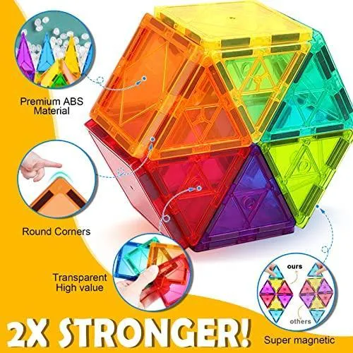 Magnetic Building Blocks 3D Colorful Magnetic Tiles for Kids