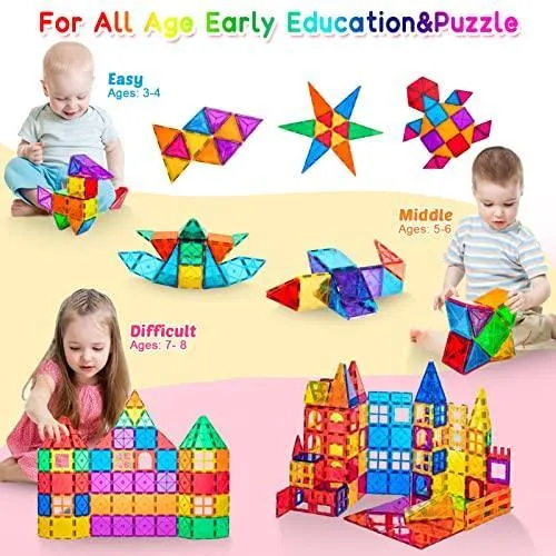 Magnetic Building Blocks 3D Colorful Magnetic Tiles for Kids