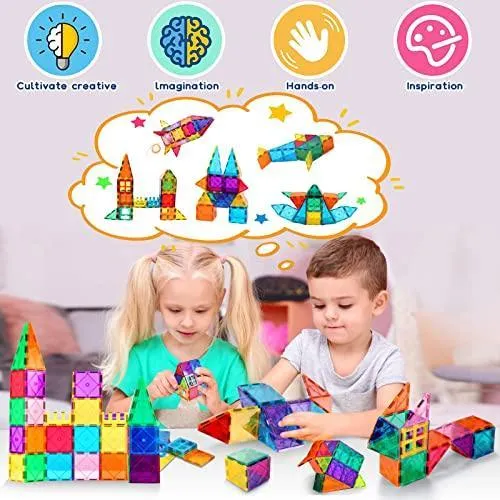 Magnetic Building Blocks 3D Colorful Magnetic Tiles for Kids