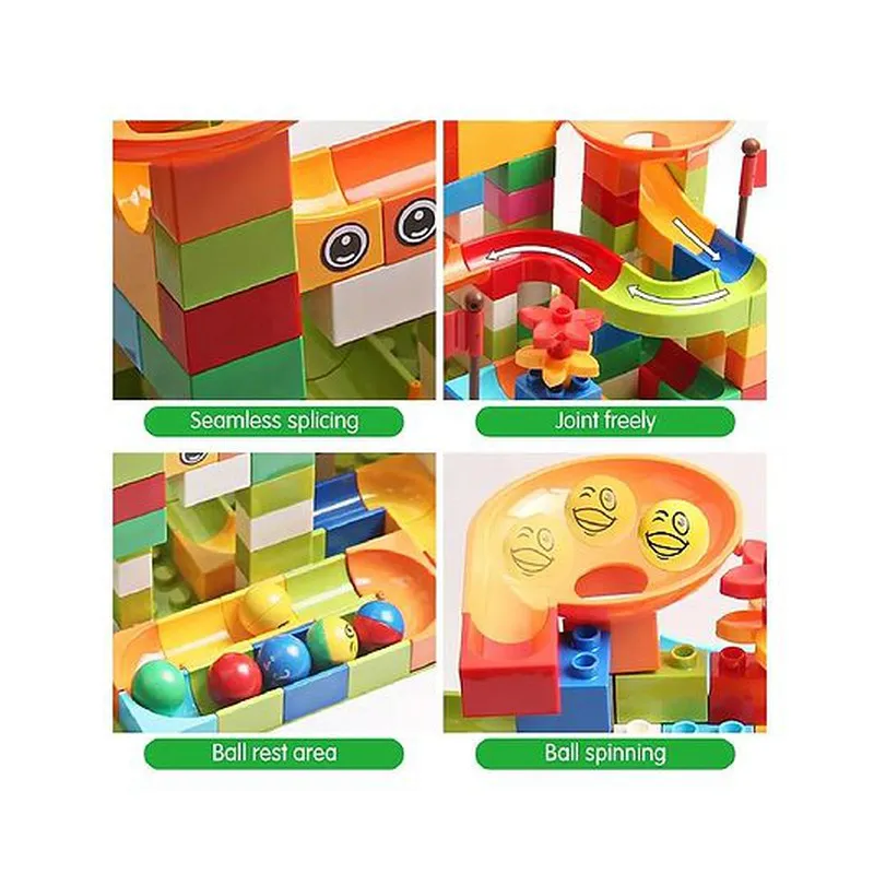 Marble Run Race Track Building Blocks and Brick Educational Toy For Kids Pack of 65 Pieces - (Assorted Colour)