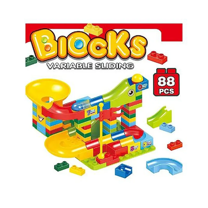 Marble Run Race Track Building Blocks and Brick Educational Toy For Kids Pack of 88 Pieces - (Assorted Colour)