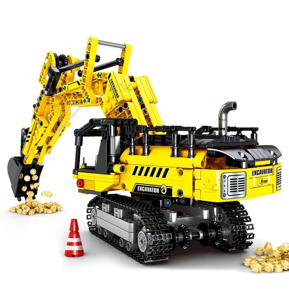 MOC  Compatible  H Engineering Truck Tech Building Block City Construction Toy For  Boy Adults Excavator Bulldozer Crane Car Brick