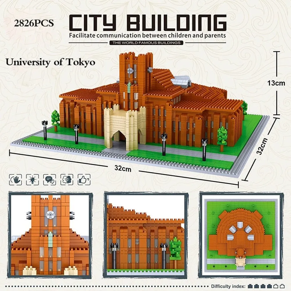 MOC  Compatible  Harvard School MIT Cambridge College Tokyo Campus Princeton and Oxford UK University Cathedral Model Building Block Toys