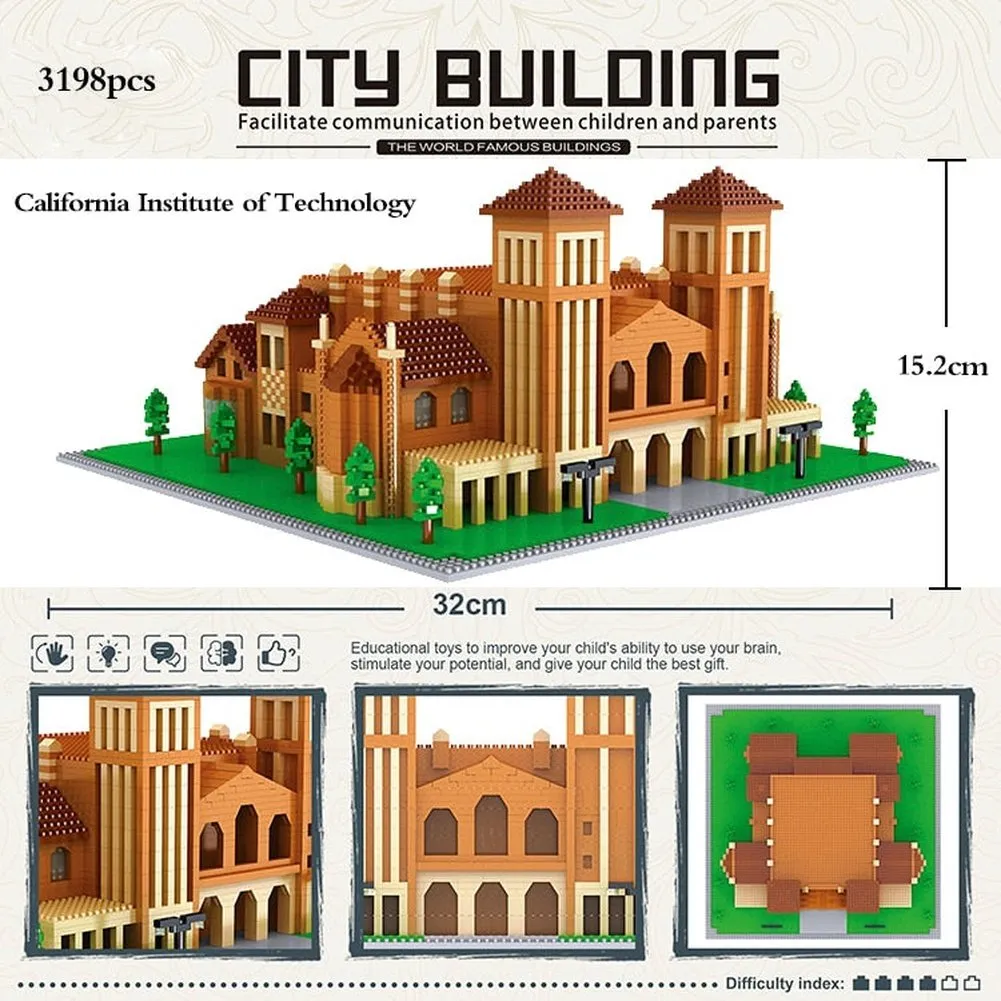 MOC  Compatible  Harvard School MIT Cambridge College Tokyo Campus Princeton and Oxford UK University Cathedral Model Building Block Toys