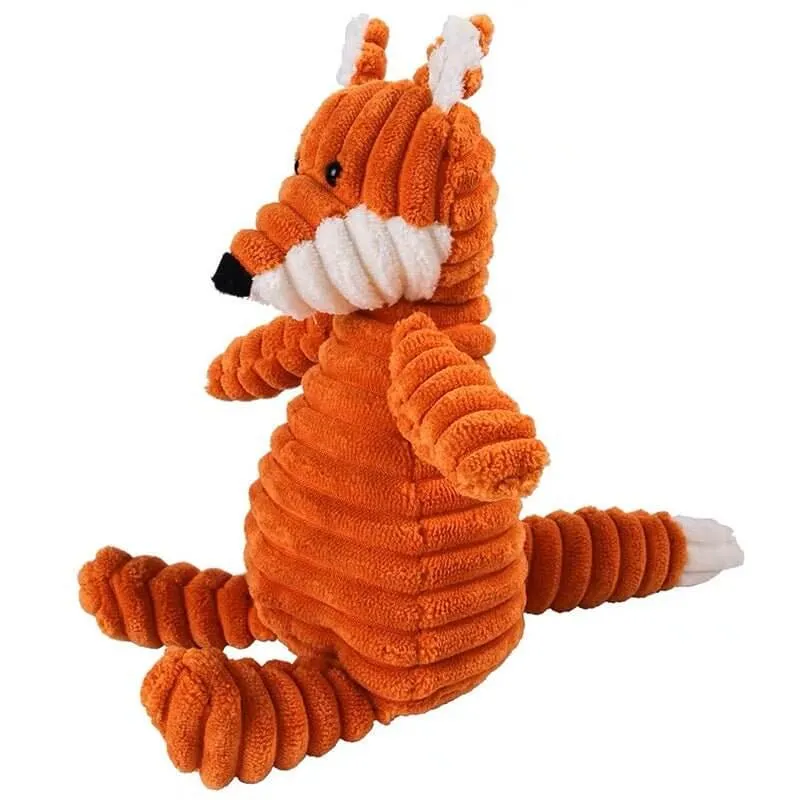 Monkey Rabbit Fox Squeaky Plush Soft Teething Toys For Puppy Small Medium Dogs