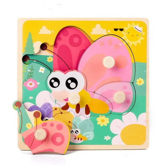 Montessori Wooden Puzzle - Cartoon style