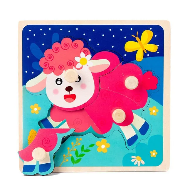 Montessori Wooden Puzzle - Cartoon style