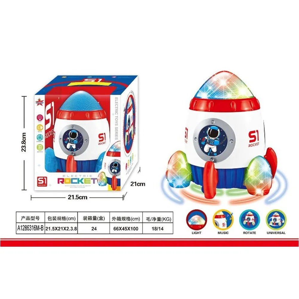 (Net) Electric Rocket Spaceship Toy - Rotating Music and Lights for Creative Play